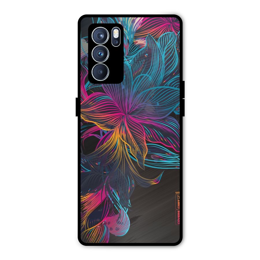 Multi-Colour Flowers Metal Back Case for Oppo Reno6 Pro 5G