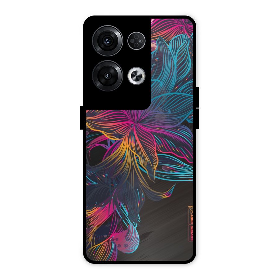 Multi-Colour Flowers Metal Back Case for Oppo Reno8 Pro 5G