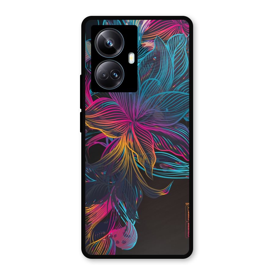 Multi-Colour Flowers Metal Back Case for Realme 10 Pro Plus