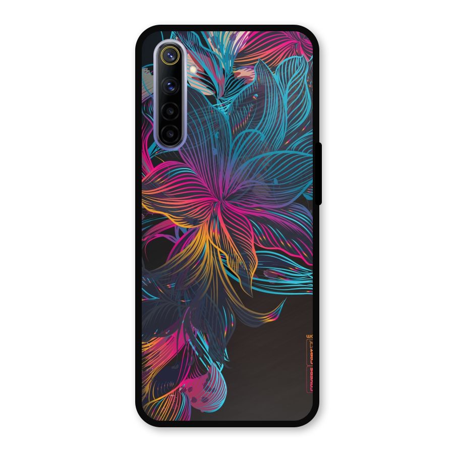 Multi-Colour Flowers Metal Back Case for Realme 6