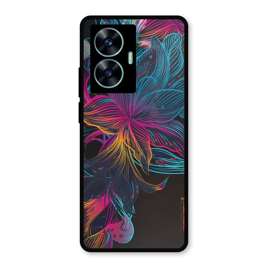 Multi-Colour Flowers Metal Back Case for Realme Narzo N55