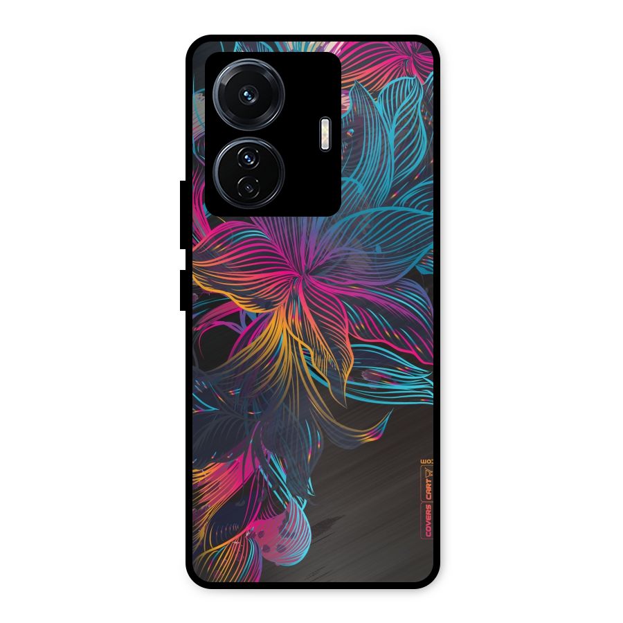 Multi-Colour Flowers Metal Back Case for Vivo T1 Pro