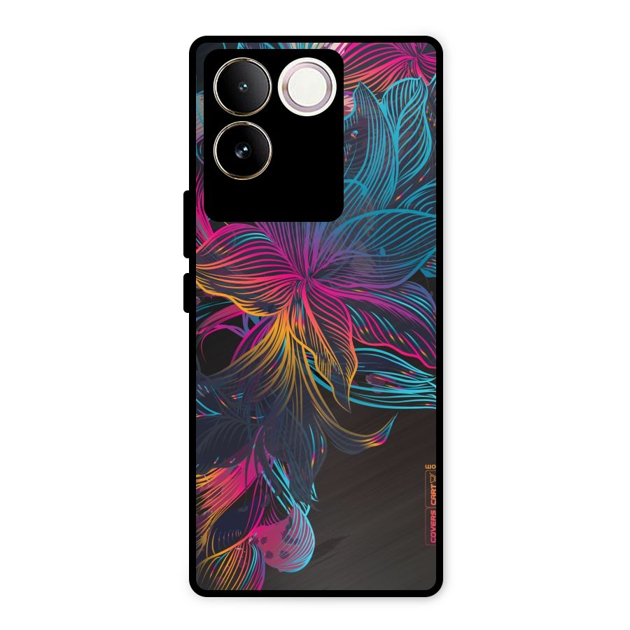 Multi-Colour Flowers Metal Back Case for Vivo T2 Pro