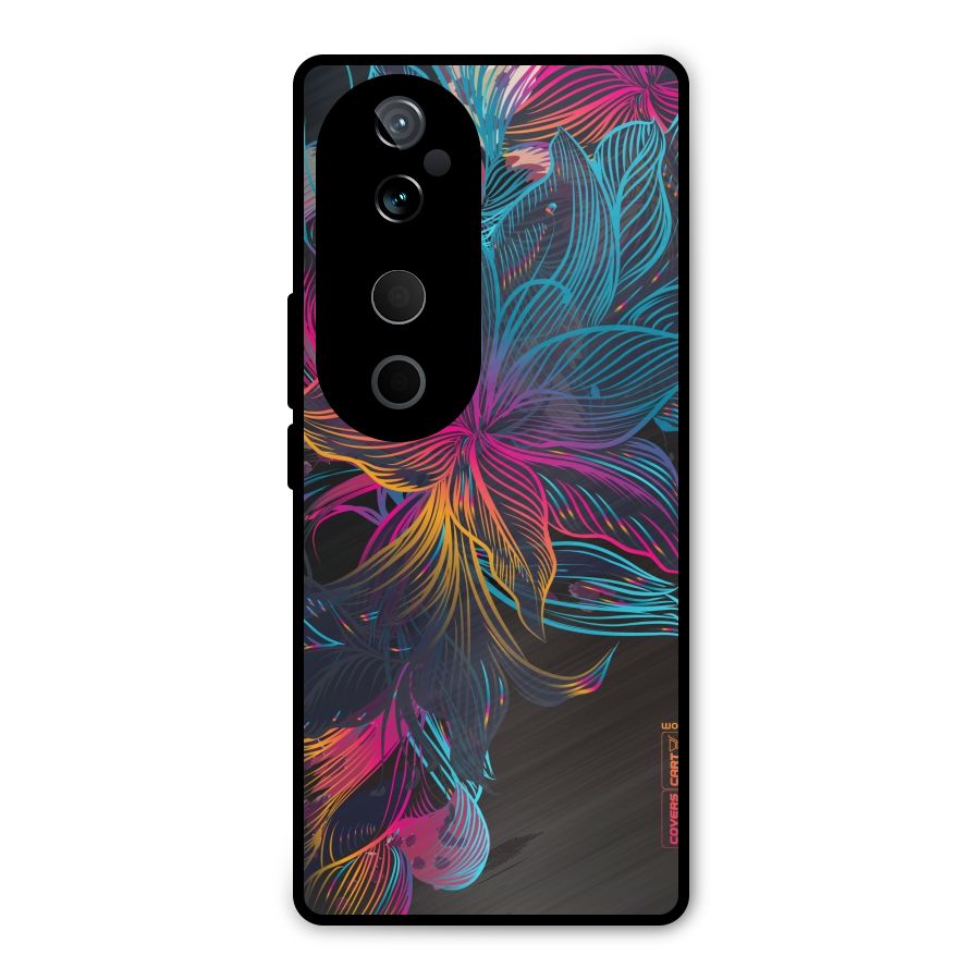 Multi-Colour Flowers Metal Back Case for Vivo T3 Ultra
