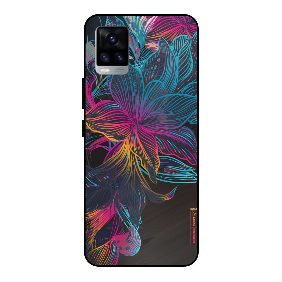 Multi-Colour Flowers Metal Back Case for Vivo V20 2021