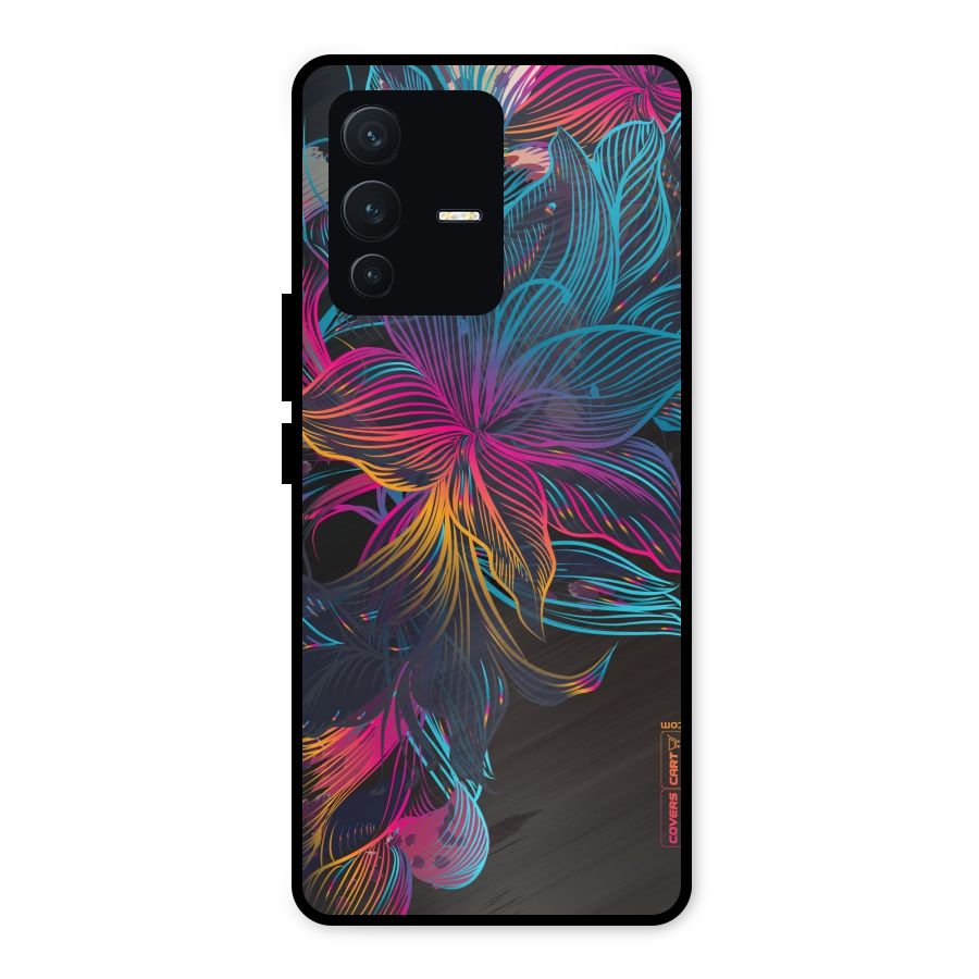 Multi-Colour Flowers Metal Back Case for Vivo V23 5G