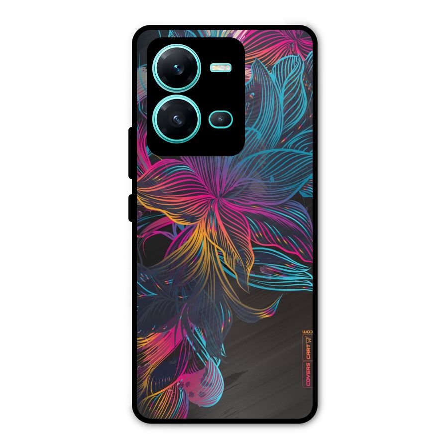 Multi-Colour Flowers Metal Back Case for Vivo V25