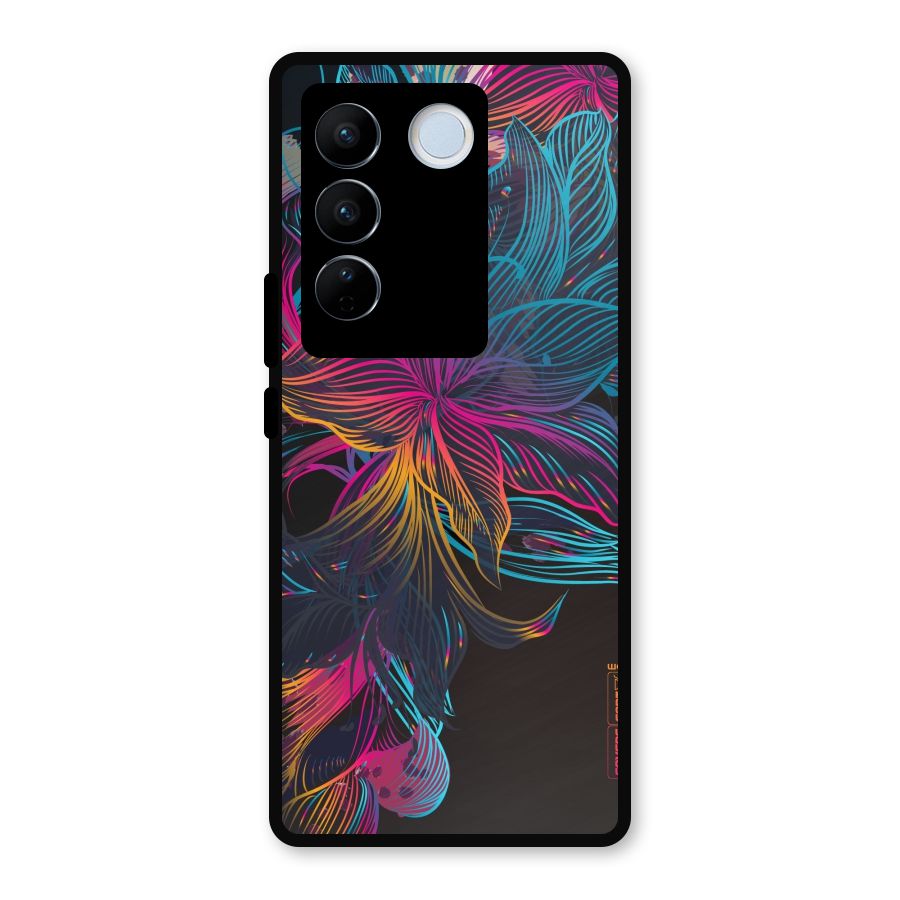 Multi-Colour Flowers Metal Back Case for Vivo V27