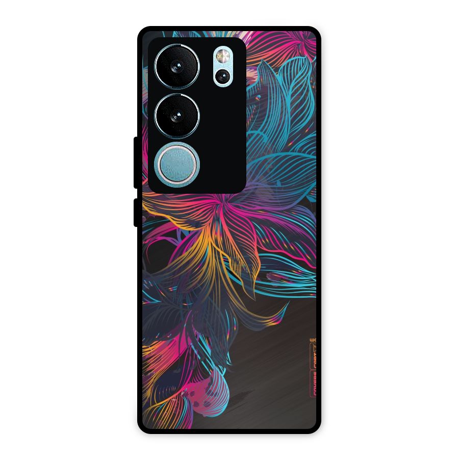 Multi-Colour Flowers Metal Back Case for Vivo V29 Pro
