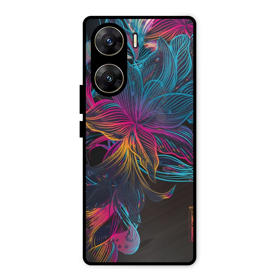 Multi-Colour Flowers Metal Back Case for Vivo V29e