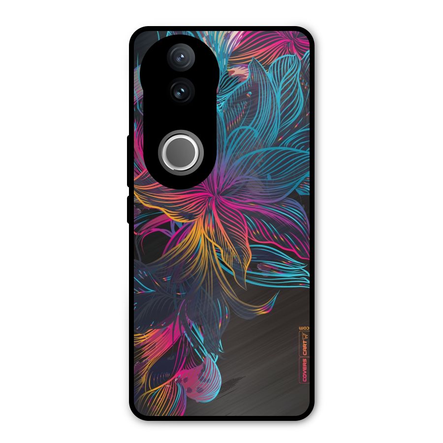 Multi-Colour Flowers Metal Back Case for Vivo V50