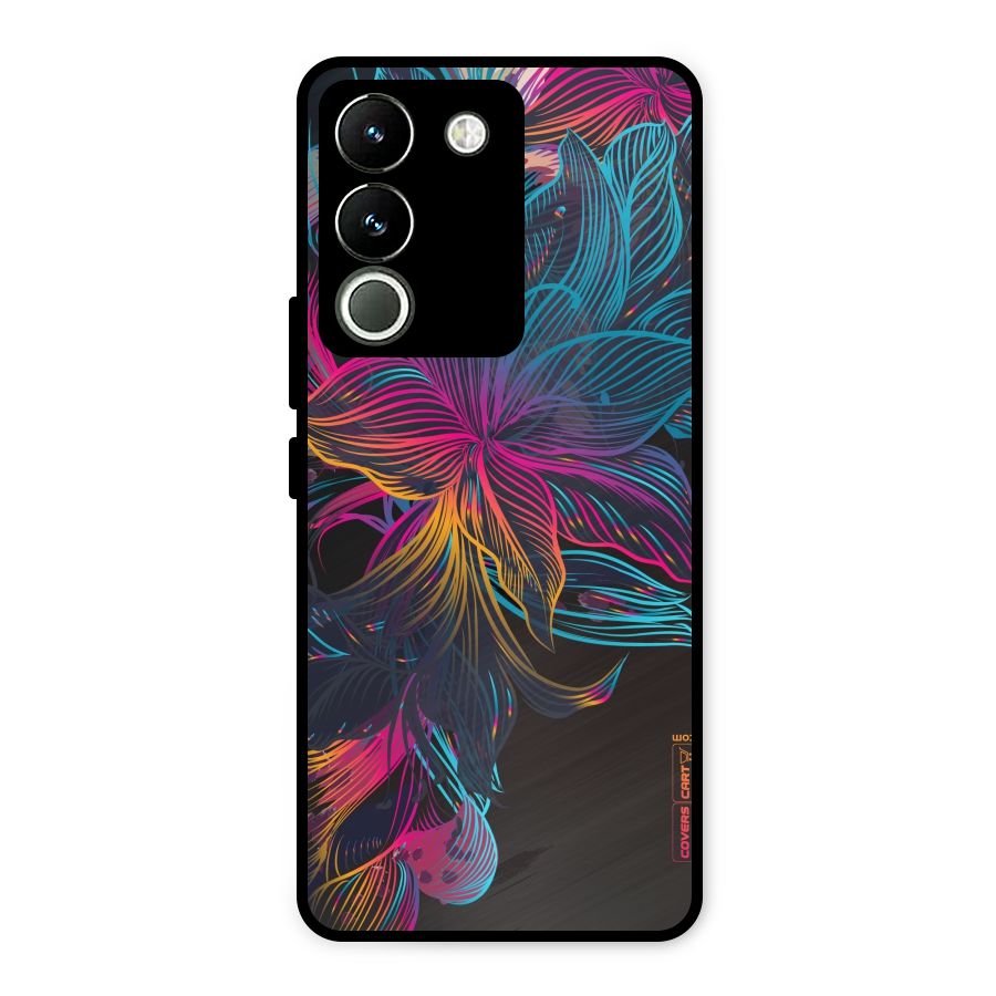 Multi-Colour Flowers Metal Back Case for Vivo Y200