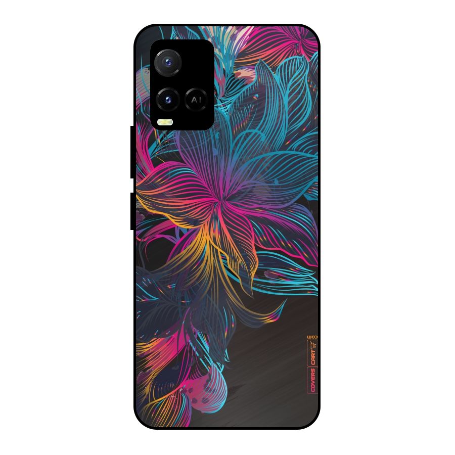 Multi-Colour Flowers Metal Back Case for Vivo Y21