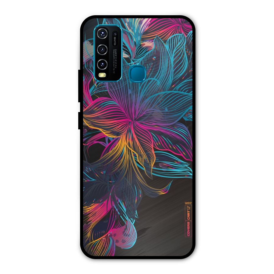 Multi-Colour Flowers Metal Back Case for Vivo Y30