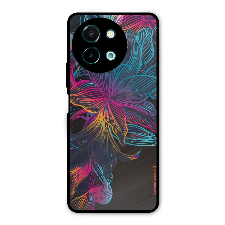 Multi-Colour Flowers Metal Back Case for Vivo Y58