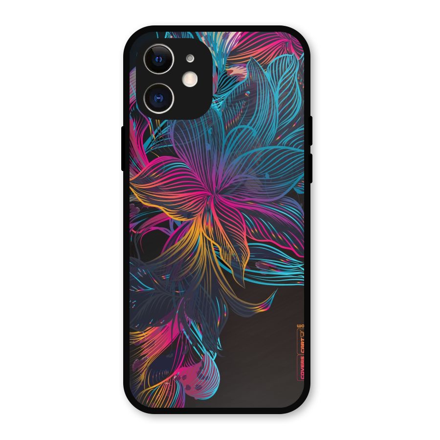 Multi-Colour Flowers Metal Back Case for iPhone 12