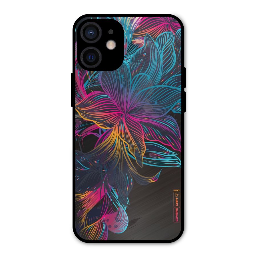 Multi-Colour Flowers Metal Back Case for iPhone 12 Mini