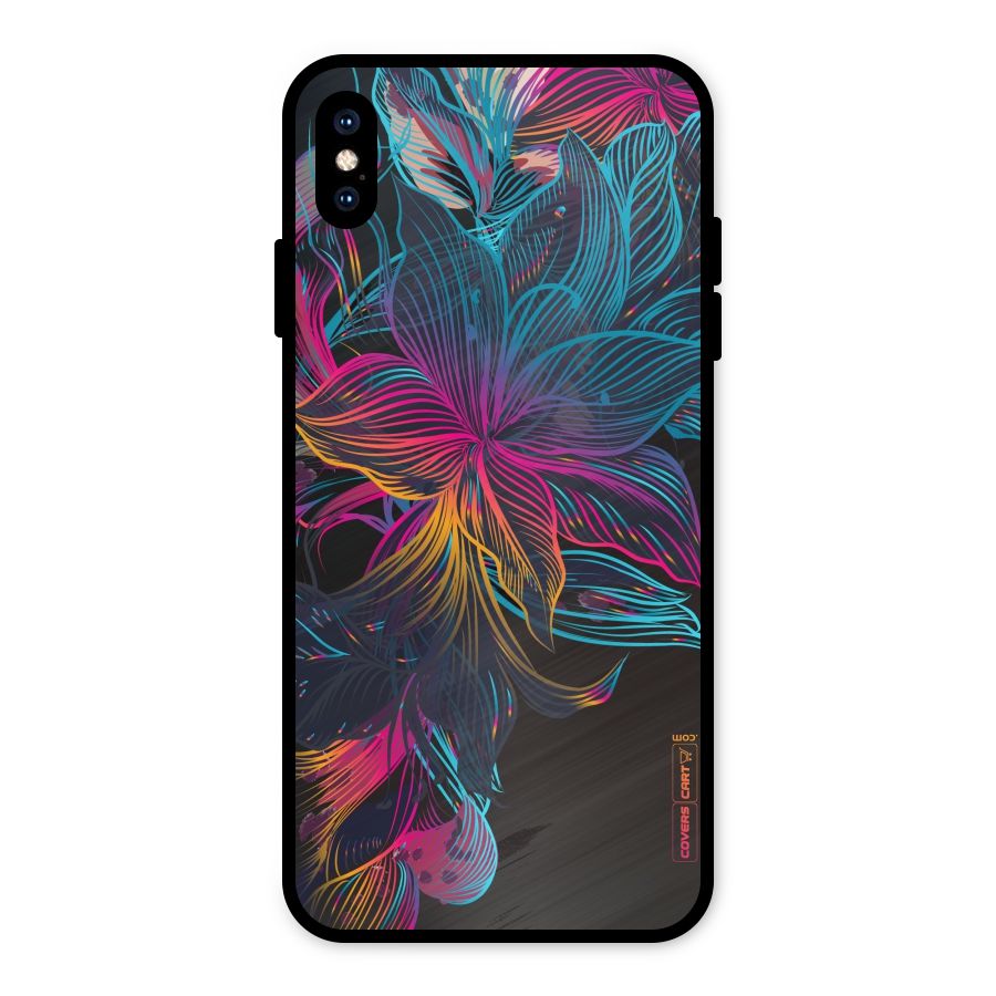 Multi-Colour Flowers Metal Back Case for iPhone XS Max