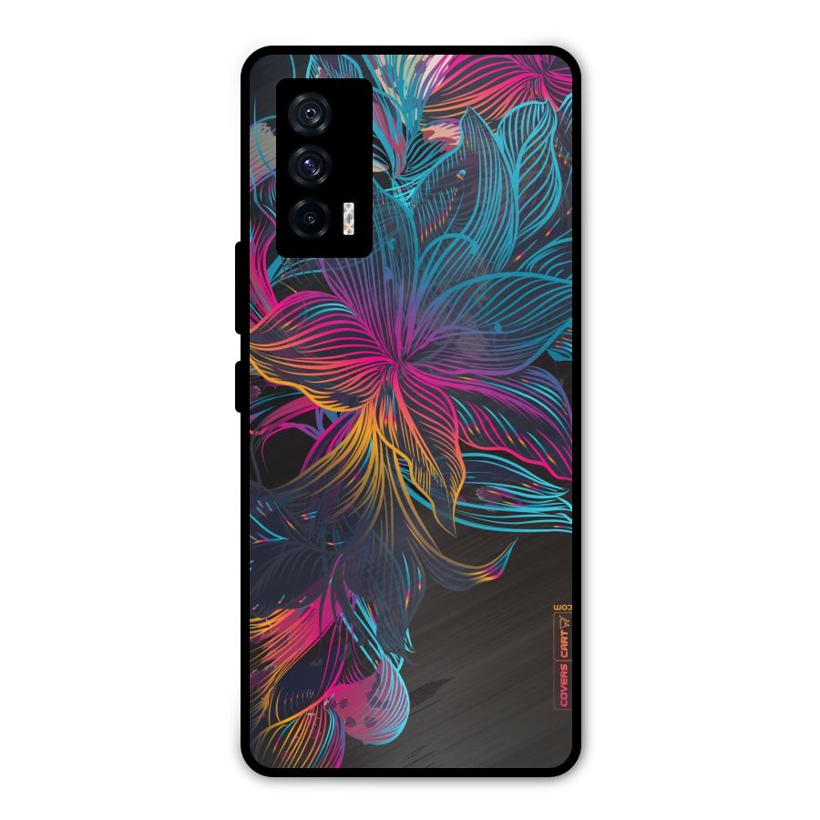 Multi-Colour Flowers Metal Back Case for iQOO 7 5G