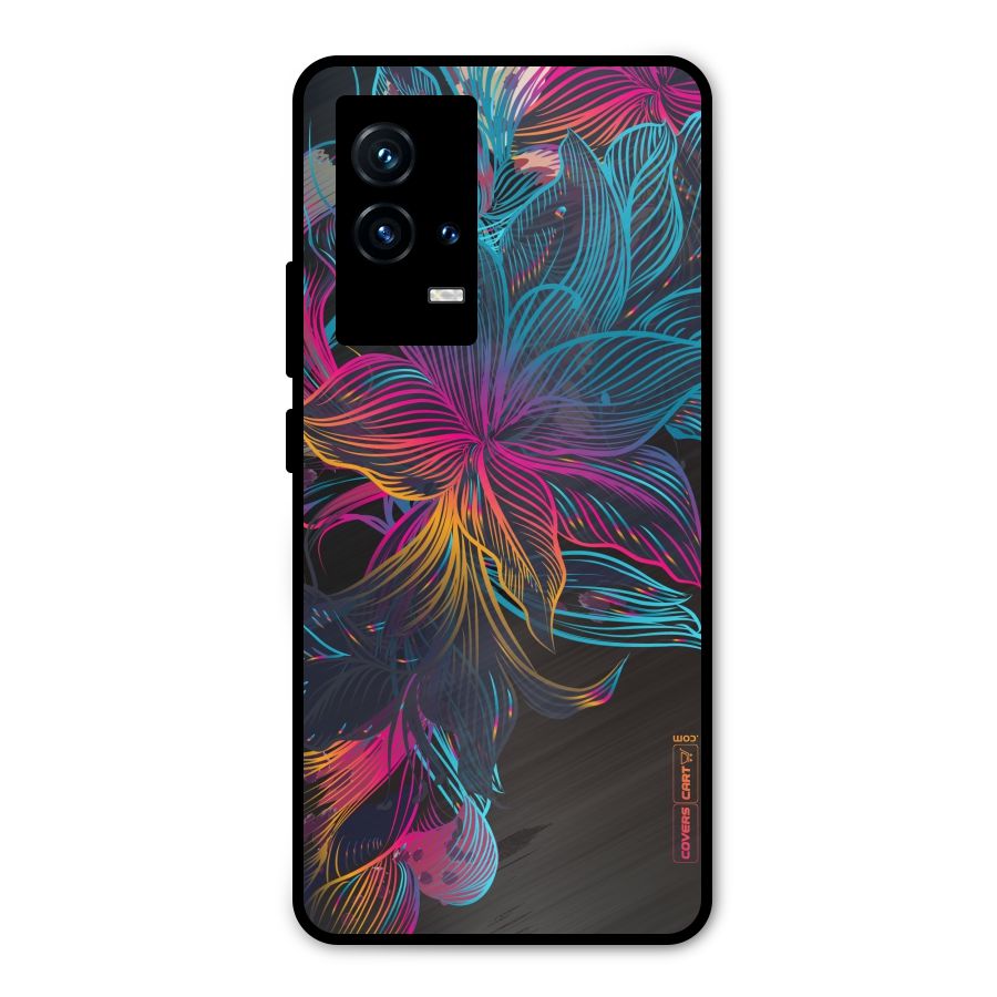Multi-Colour Flowers Metal Back Case for iQOO 9 5G
