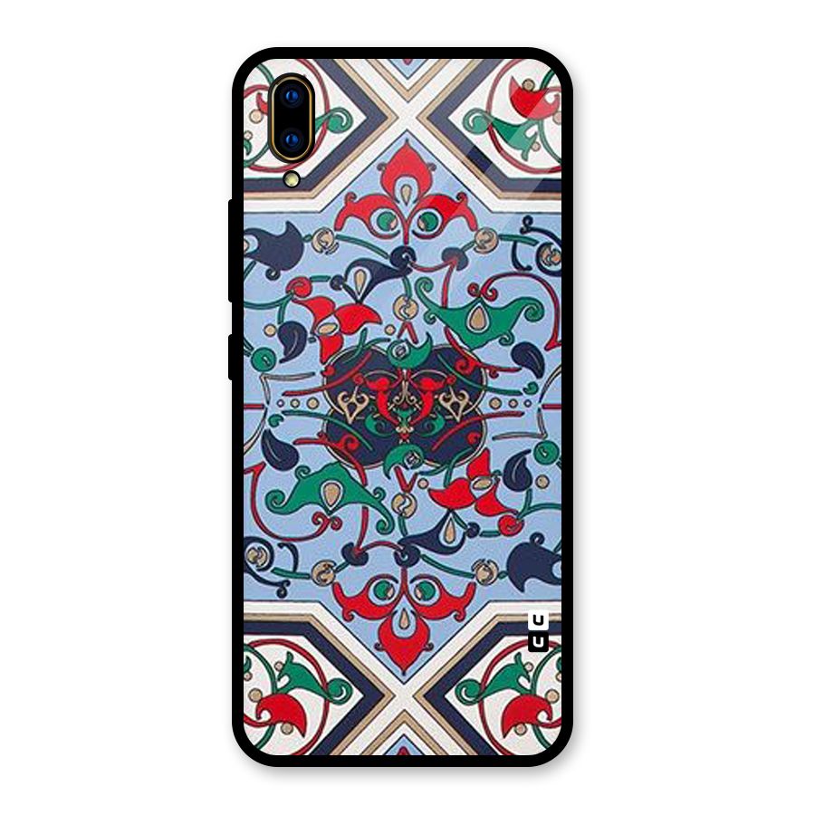 Multi Block Pattern Glass Back Case for Vivo V11 Pro