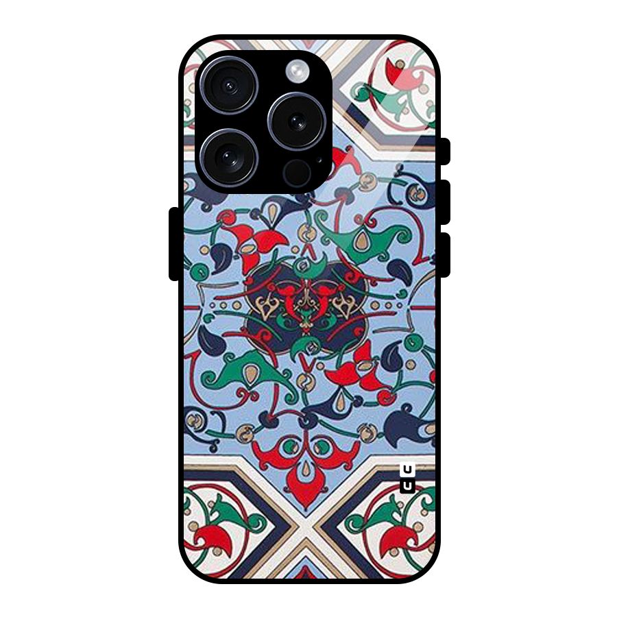 Multi Block Pattern Glass Back Case for iPhone 15 Pro