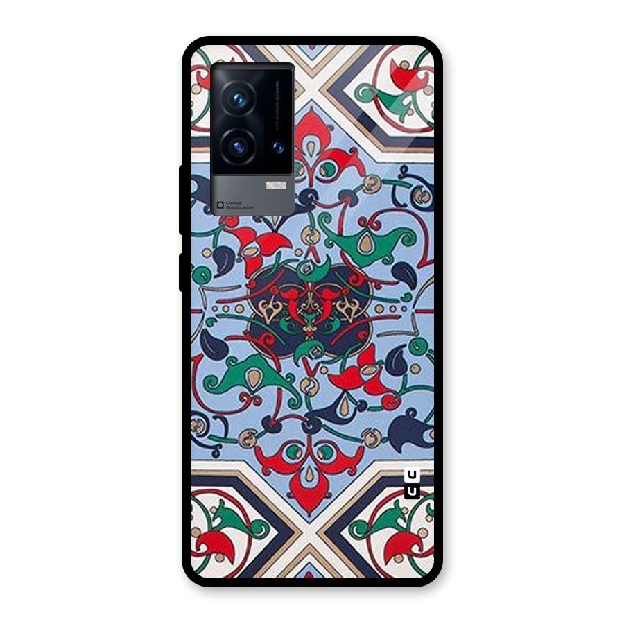 Multi Block Pattern Glass Back Case for iQOO 9 5G