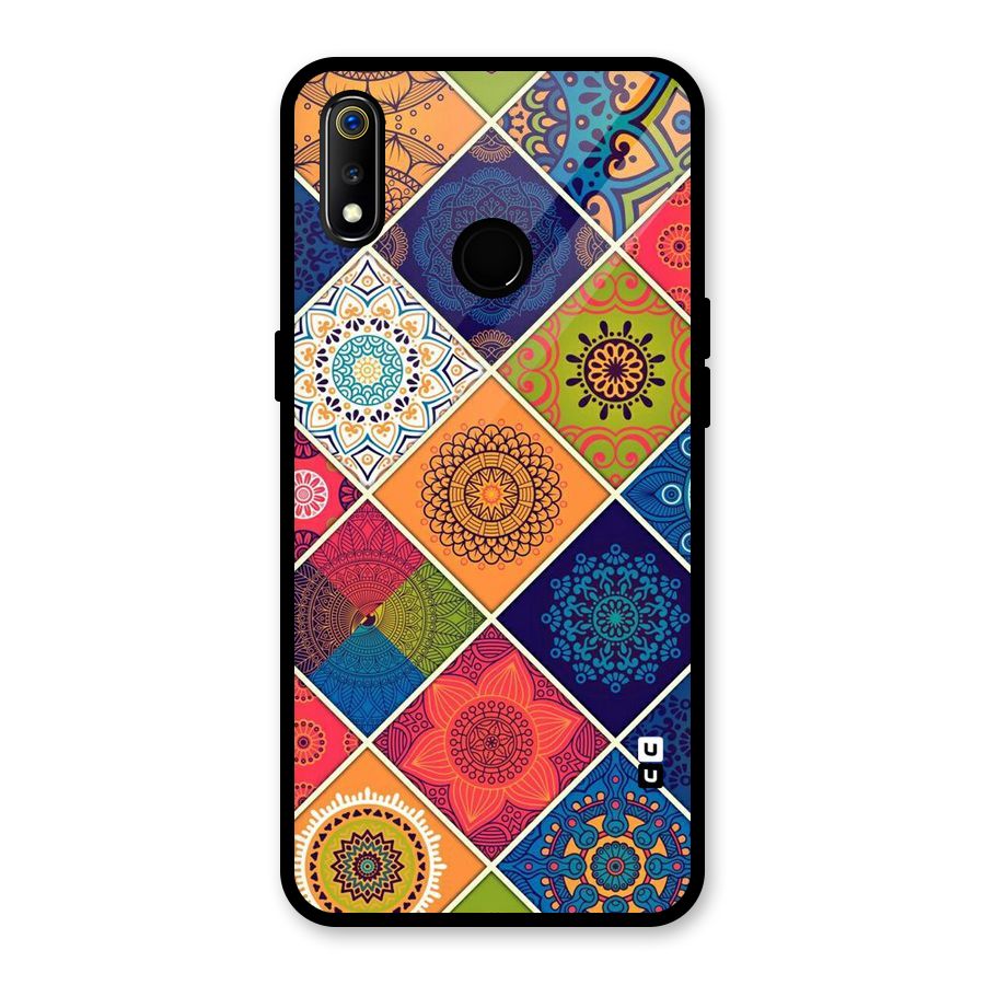 Multi Designs Glass Back Case for Realme 3i