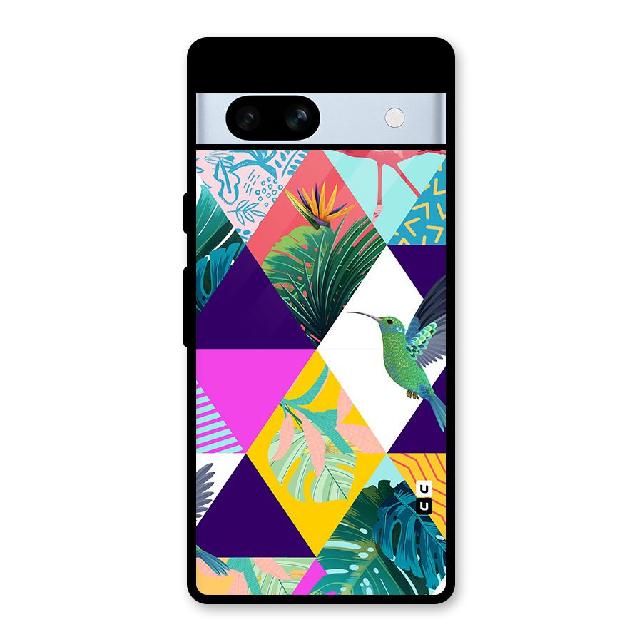 Multicolor Exotic Seamless Pattern Glass Back Case for Google Pixel 7a
