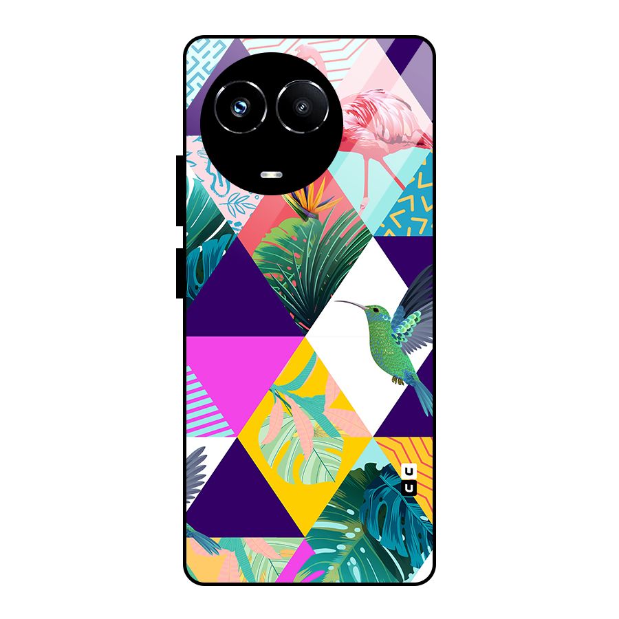 Multicolor Exotic Seamless Pattern Glass Back Case for Realme 11X
