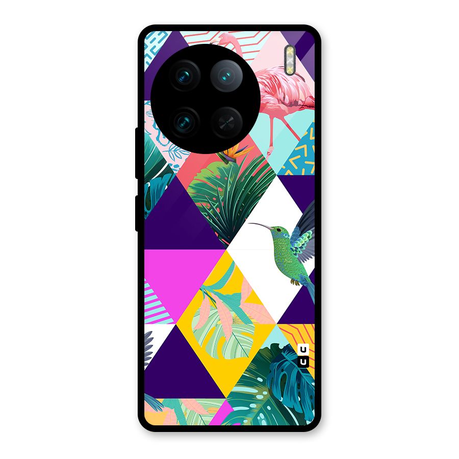 Multicolor Exotic Seamless Pattern Glass Back Case for Vivo X90 Pro