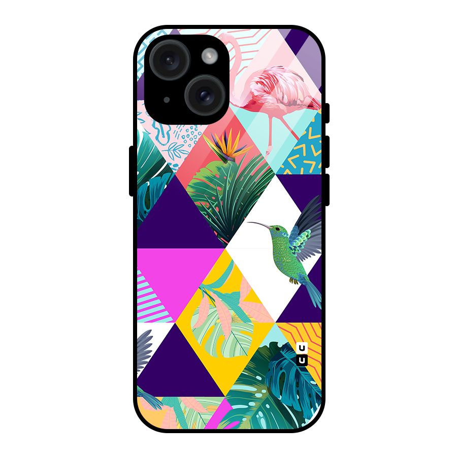 Multicolor Exotic Seamless Pattern Glass Back Case for iPhone 15