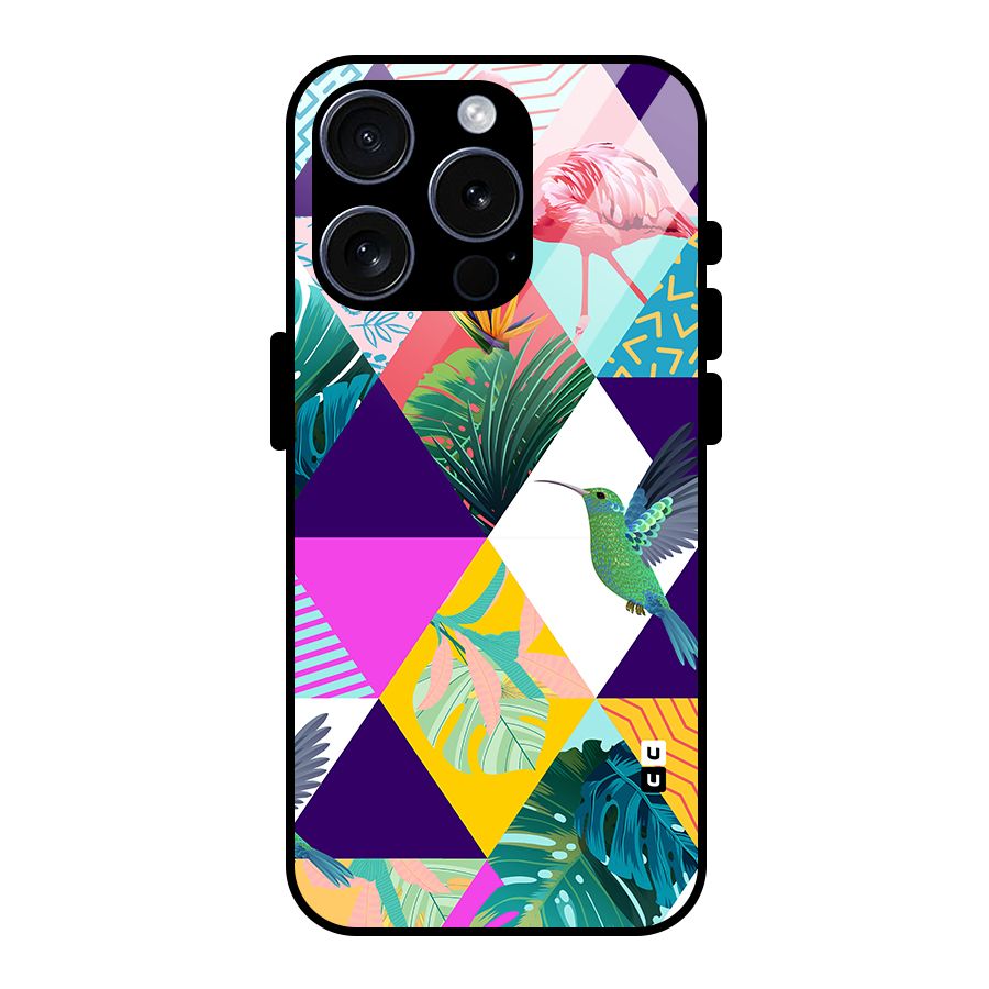 Multicolor Exotic Seamless Pattern Glass Back Case for iPhone 15 Pro