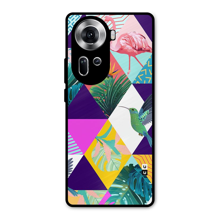 Multicolor Exotic Seamless Pattern Metal Back Case for Oppo Reno11 5G