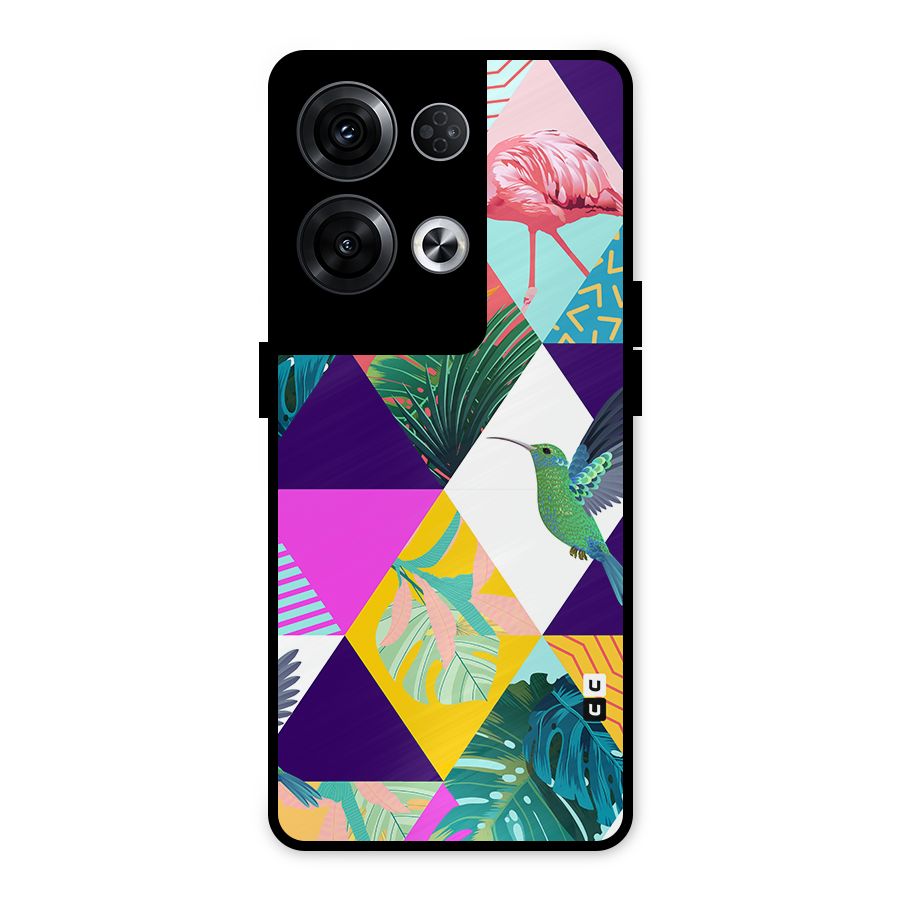 Multicolor Exotic Seamless Pattern Metal Back Case for Oppo Reno8 Pro 5G
