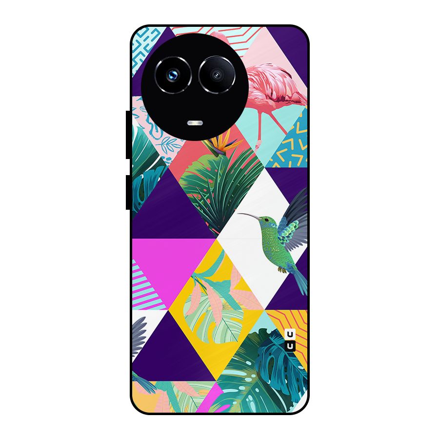 Multicolor Exotic Seamless Pattern Metal Back Case for Realme Narzo 60X