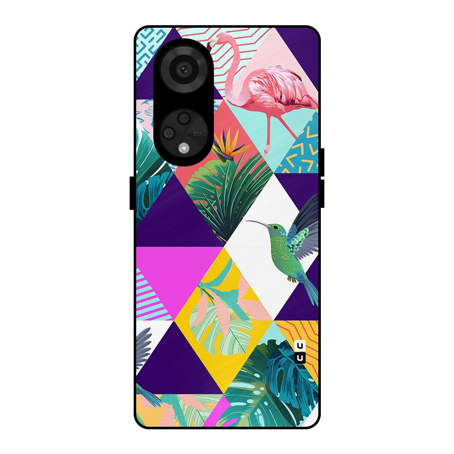 Multicolor Exotic Seamless Pattern Metal Back Case for Reno8 T 5G
