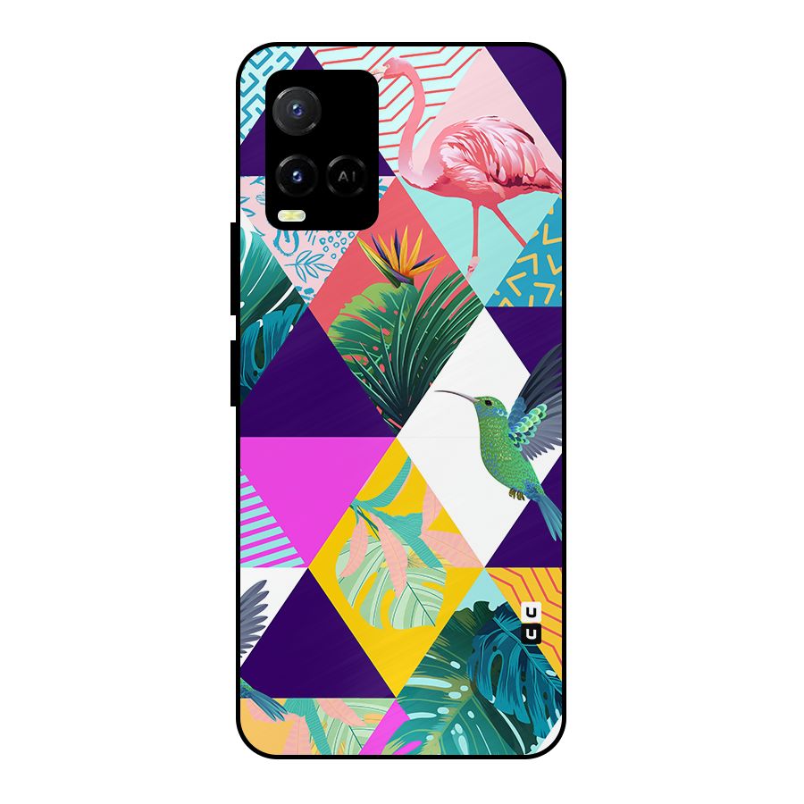 Multicolor Exotic Seamless Pattern Metal Back Case for Vivo Y21 2021