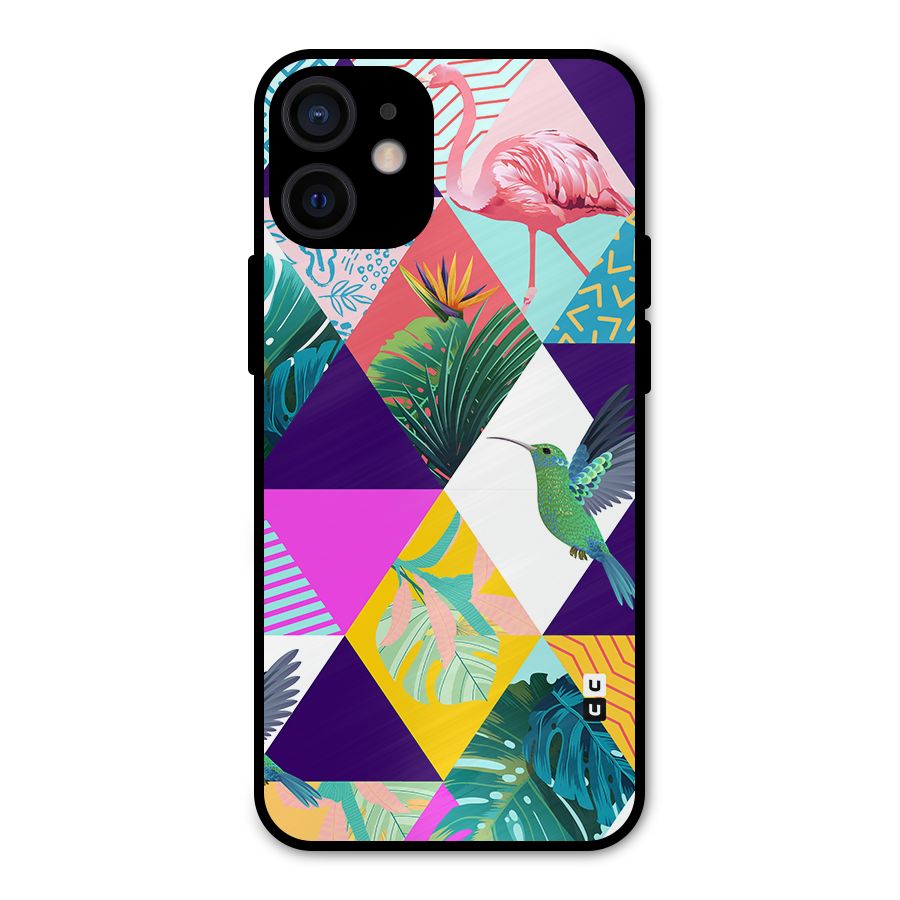 Multicolor Exotic Seamless Pattern Metal Back Case for iPhone 12 Mini