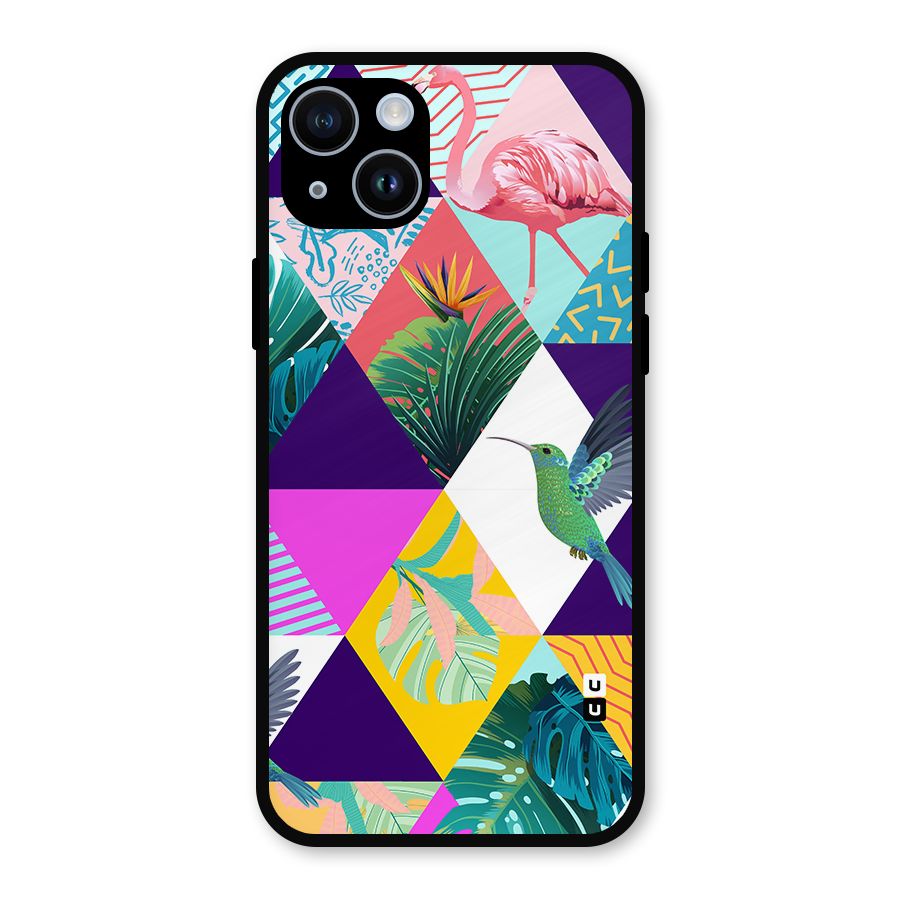 Multicolor Exotic Seamless Pattern Metal Back Case for iPhone 14