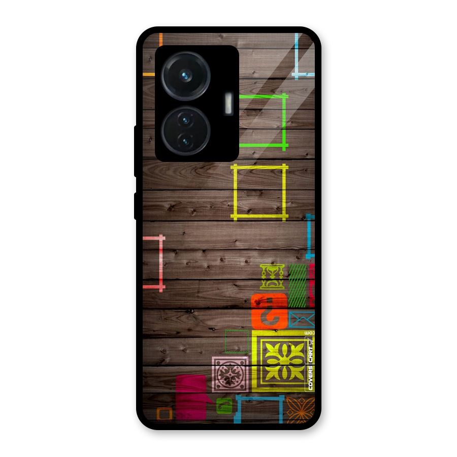 Multicolor Frame Design Glass Back Case for iQOO Z6 44W