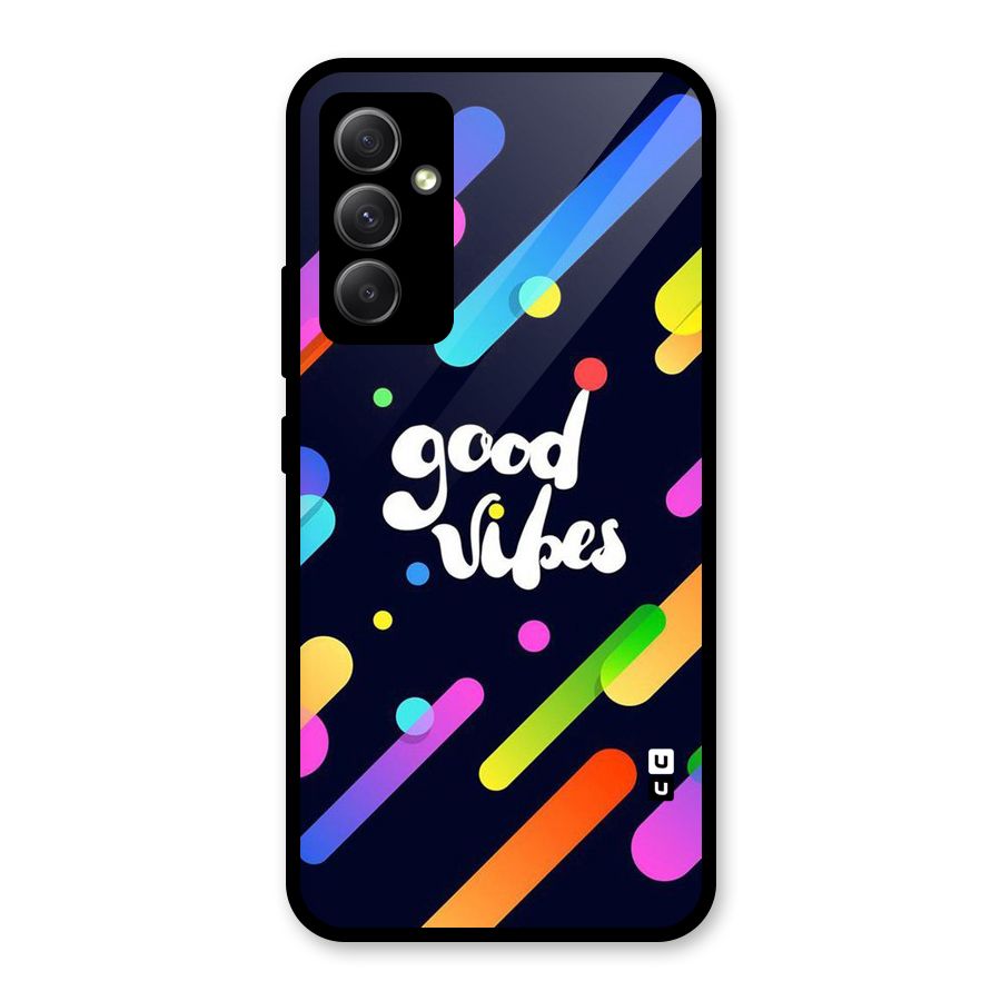 Multicolor Good Vibing Glass Back Case for Galaxy A34