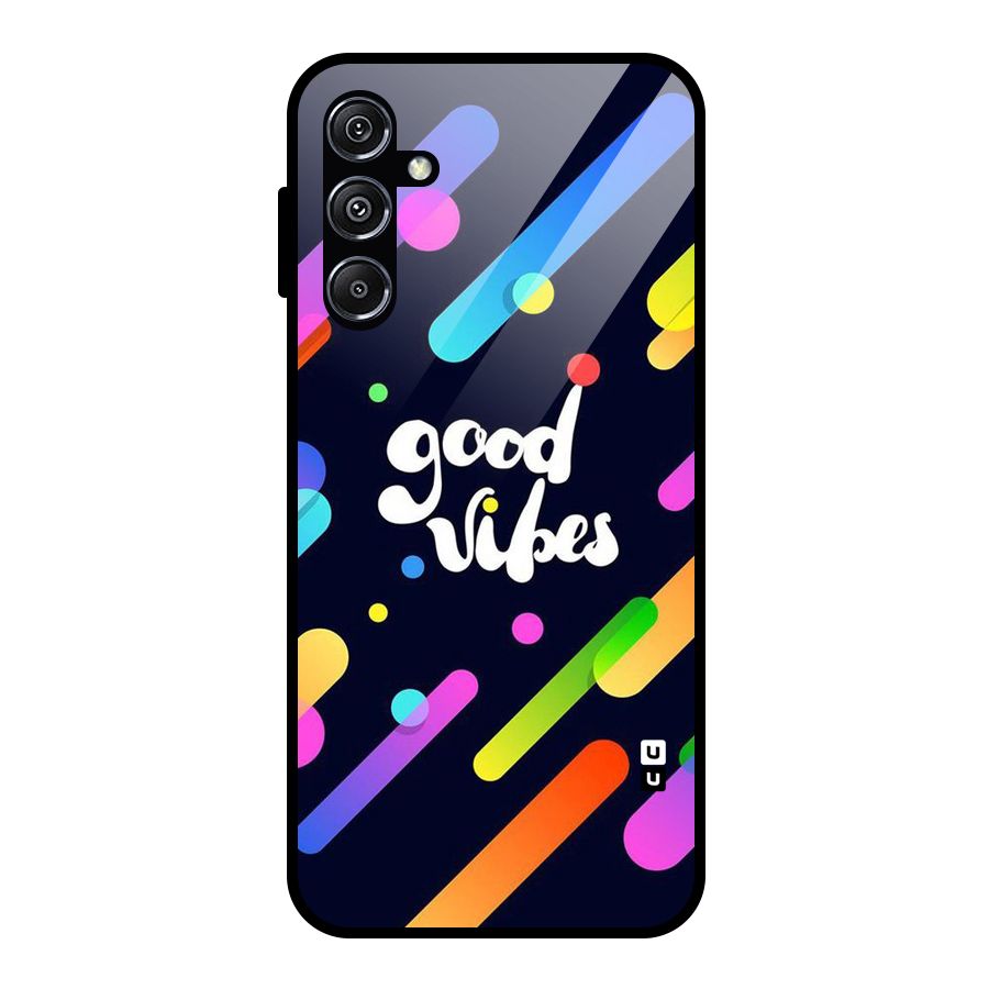 Multicolor Good Vibing Glass Back Case for Galaxy M34 5G