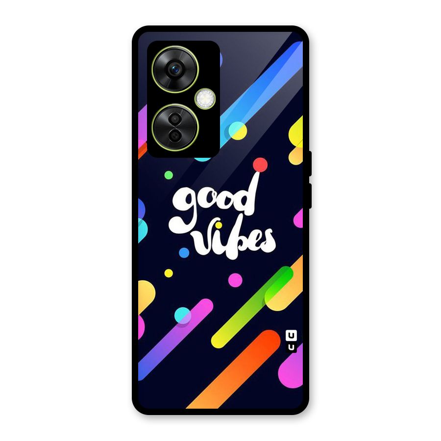Multicolor Good Vibing Glass Back Case for OnePlus Nord CE 3 Lite