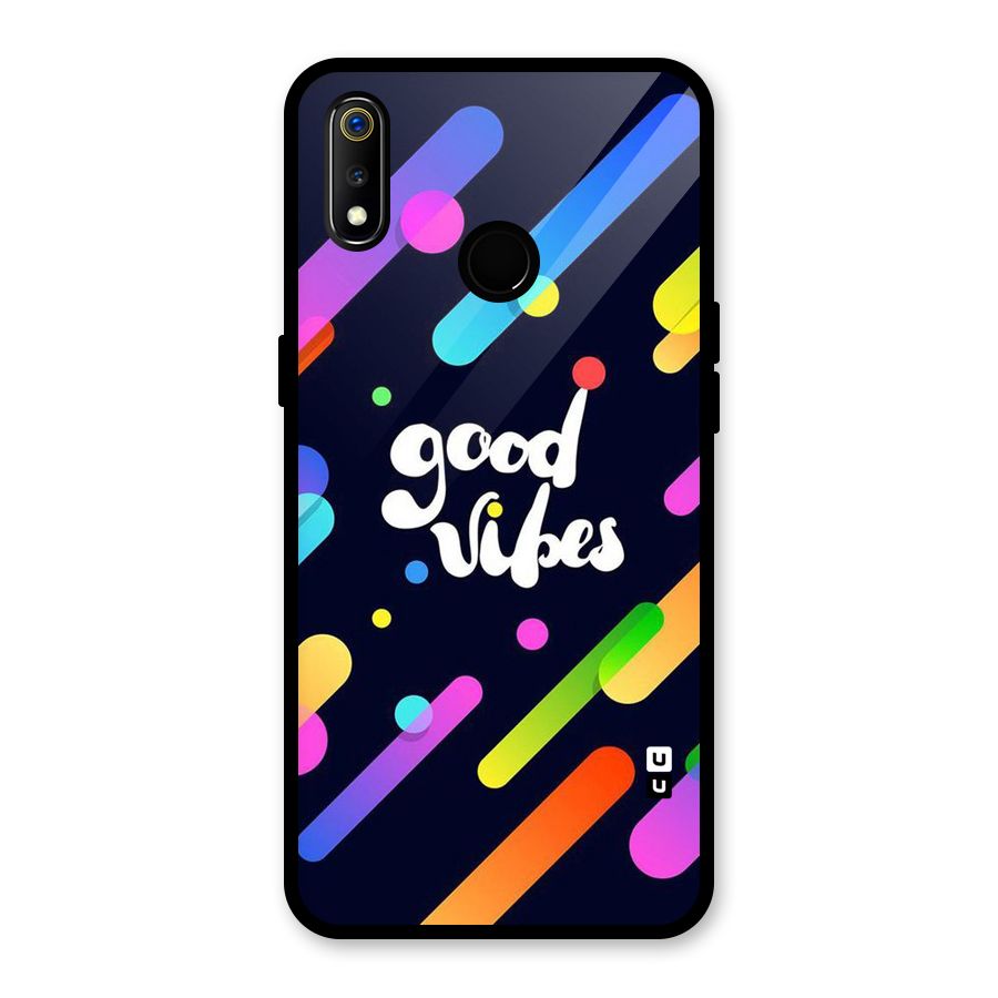 Multicolor Good Vibing Glass Back Case for Realme 3
