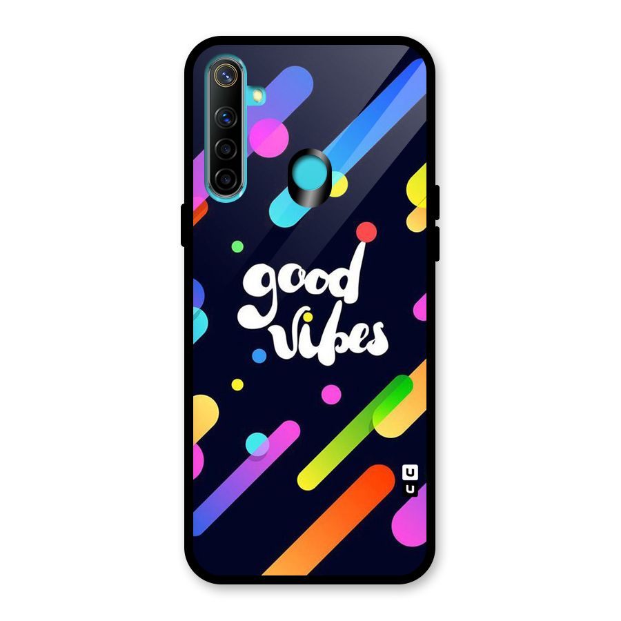 Multicolor Good Vibing Glass Back Case for Realme 5i