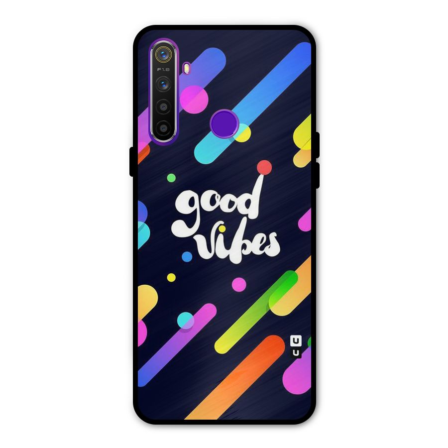 Multicolor Good Vibing Glass Back Case for Realme 5s