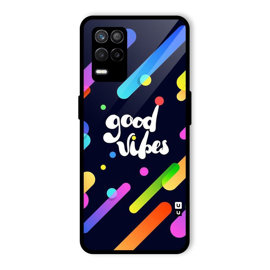 Multicolor Good Vibing Glass Back Case for Realme 8s 5G