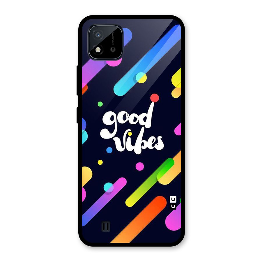 Multicolor Good Vibing Glass Back Case for Realme C11 2021