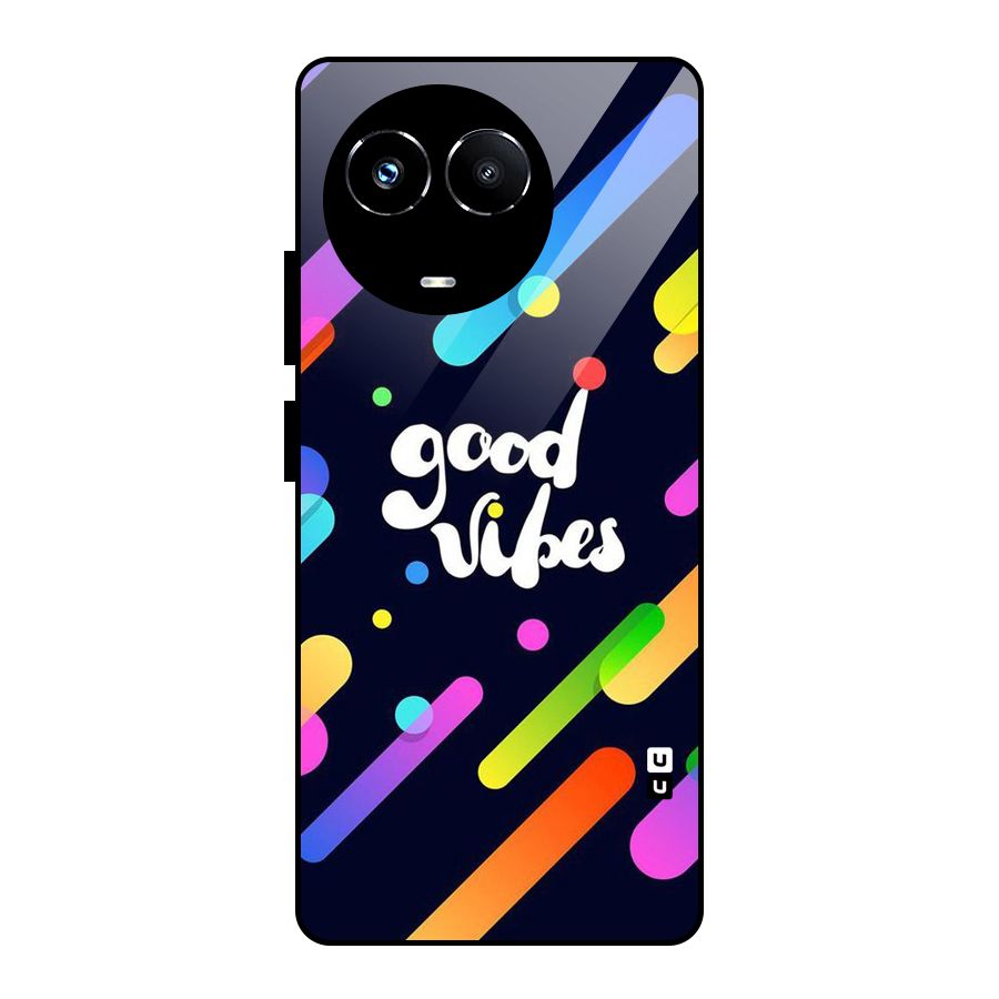 Multicolor Good Vibing Glass Back Case for Realme Narzo 60X